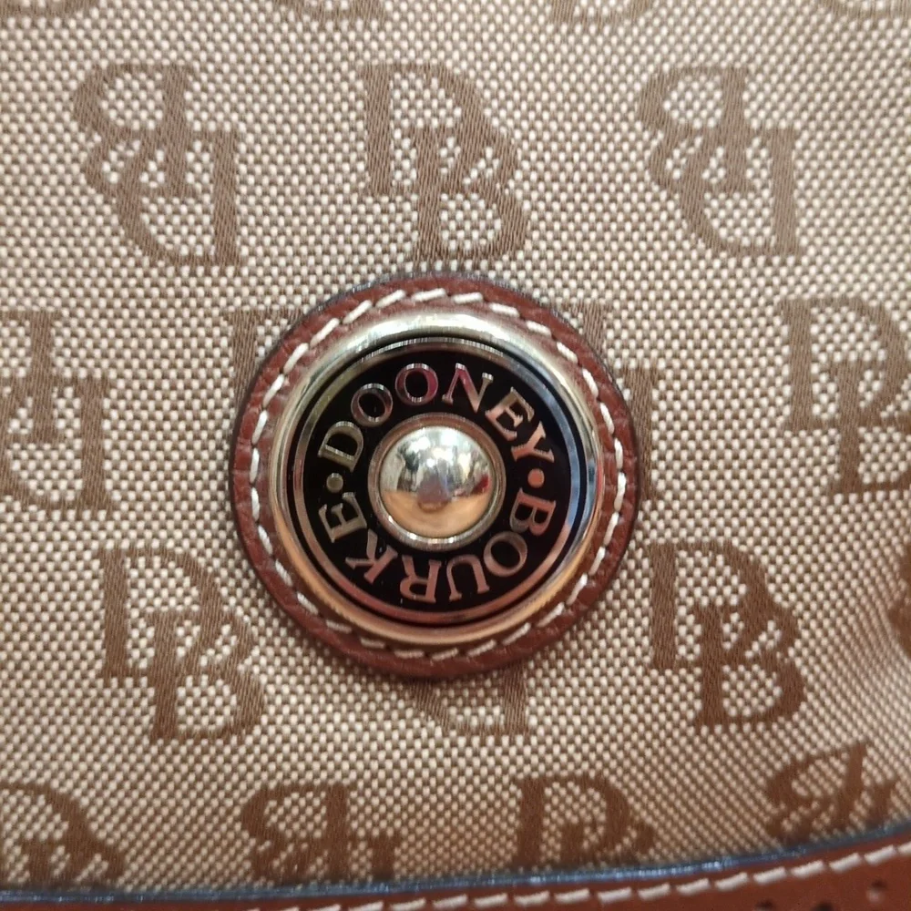 Dooney & Bourke  GUC Canvas Monogram Brown Tote Purse COA & Registration Card - Picture 2 of 15